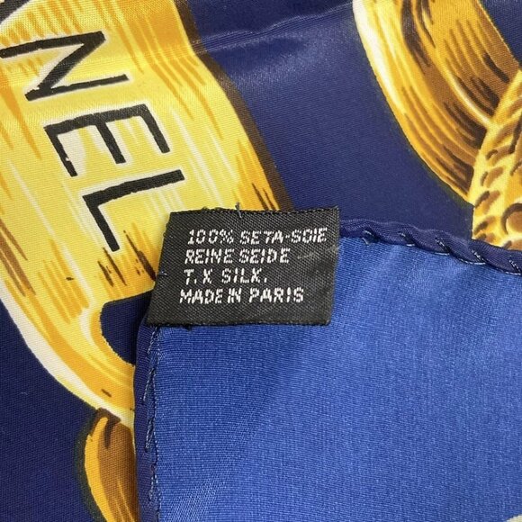 CHANEL - Dark Navy Dark yellow Multi Scarf 306-072625 - Picture 4 of 4